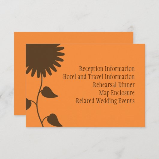Bruine zonnebloembehuizing informatiekaartje (Voorkant / Achterkant)