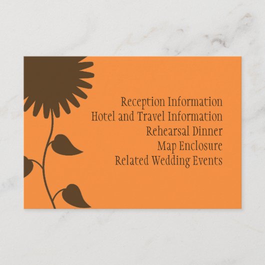 Bruine zonnebloembehuizing informatiekaartje (Voorkant)