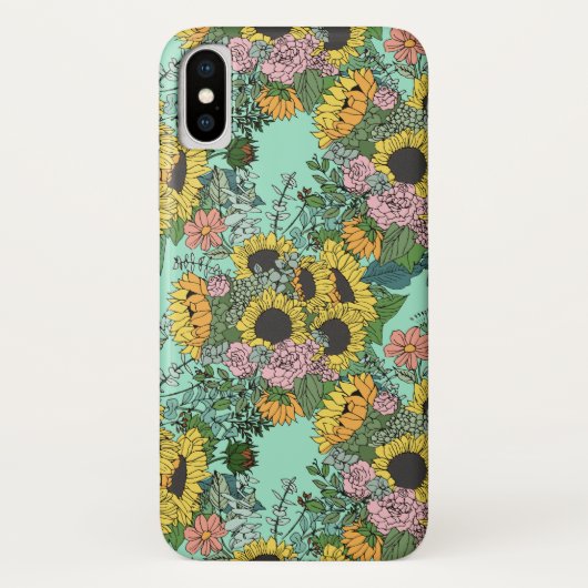 Bruine zonnebloemen en roze rozen Case-Mate iPhone case (Achterkant)