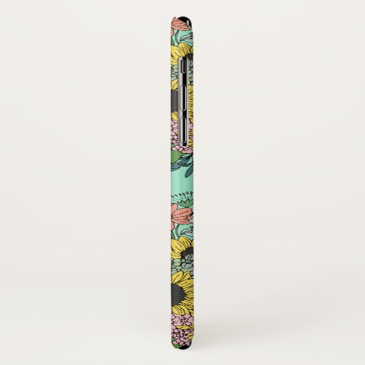 Bruine zonnebloemen en roze rozen Case-Mate iPhone case (Achterkant/links)