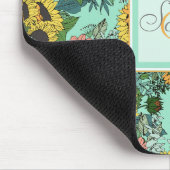 Bruine zonnebloemen en roze rozen muismat (Hoek)