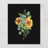 Bruine zonnebloemen met eucalyptuszwart flyer (Achterkant)