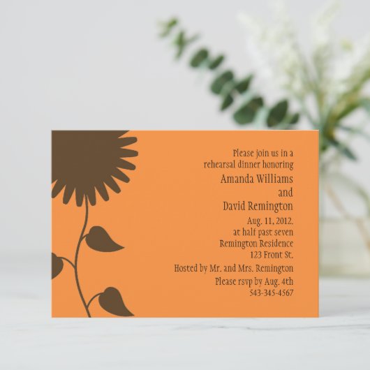 Bruine zonnebloempitten kaart (Staand voorkant)