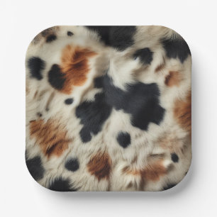 Bruine Zwart Witte Koeienhuid Print Country Wester Papieren Bordje