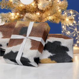 Bruine zwart-witte koeienhuid textuur kussensloop cadeaupapier