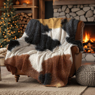 Bruine zwart-witte koeienhuid textuur kussensloop fleece deken