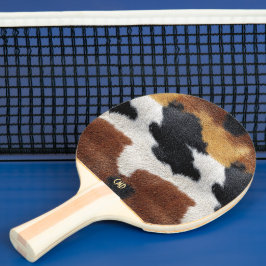 Bruine zwart-witte koeienhuid textuur kussensloop tafeltennisbatje