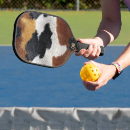 Bruine zwart-witte kortharige koeienhuid textuur k pickleball paddle