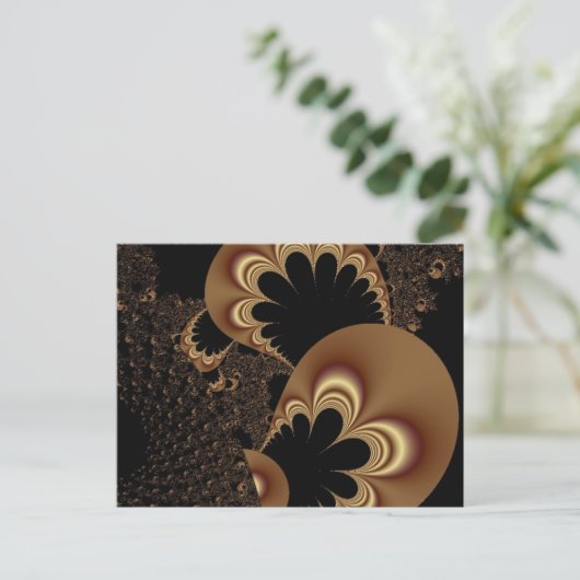Bruine zwarte ballon ventilator Petal Fractal Art Briefkaart (Staand voorkant)