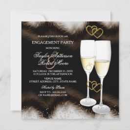 Bruine Zwarte Champagne Ring Hart Trouwfeest Kaart