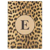 Bruine zwarte Cheetah Leopard Afdrukmonogram Klembord (Achterkant)