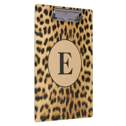 Bruine zwarte Cheetah Leopard Afdrukmonogram Klembord (Rechts)