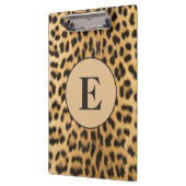 Bruine Zwarte Cheetah Luipaardprint Monogram Klembord (Links)