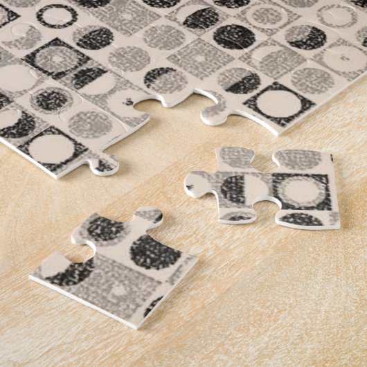 Bruine Zwarte Circles Jigzaag Puzzle Daisy Legpuzzel (Zijkant)