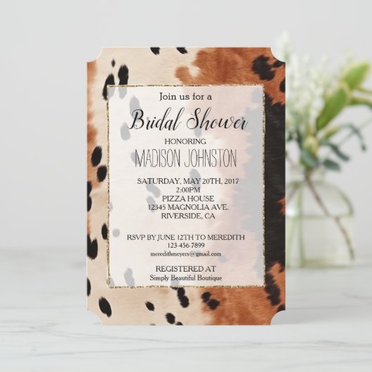 Bruine Zwarte Crème Koeienhuid Kaart (Staand voorkant)