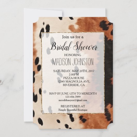 Bruine Zwarte Crème Koeienhuid Kaart (Voorkant)