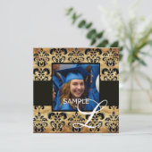 BRUINE ZWARTE DAMAST PERKAMENTEN AFSTUDEERGEBEURTE KAART (Staand voorkant)