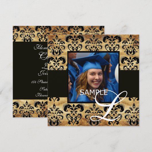 BRUINE ZWARTE DAMAST PERKAMENTEN AFSTUDEERMONOGRAA KAART (Voorkant / Achterkant)
