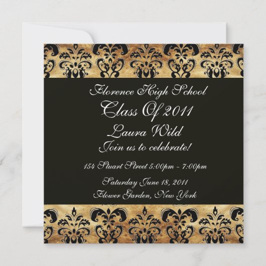 BRUINE ZWARTE DAMAST PERKAMENTEN AFSTUDEERMONOGRAA KAART (Achterkant)