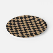 Bruine zwarte dammen papieren bordje (Gekanteld)