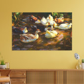  bruine zwarte eenden in de zeehond canvas afdruk (Insitu (Woonkamer))