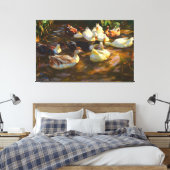  bruine zwarte eenden in de zeehond canvas afdruk (Insitu (Slaapkamer))