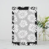 Bruine zwarte en witte bloemen briefpapier (Staand voorkant)