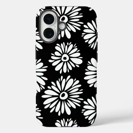 Bruine zwarte en witte bloemen Case-Mate iPhone case (Achterkant)