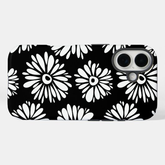 Bruine zwarte en witte bloemen Case-Mate iPhone case (Achterkant (horizontaal))