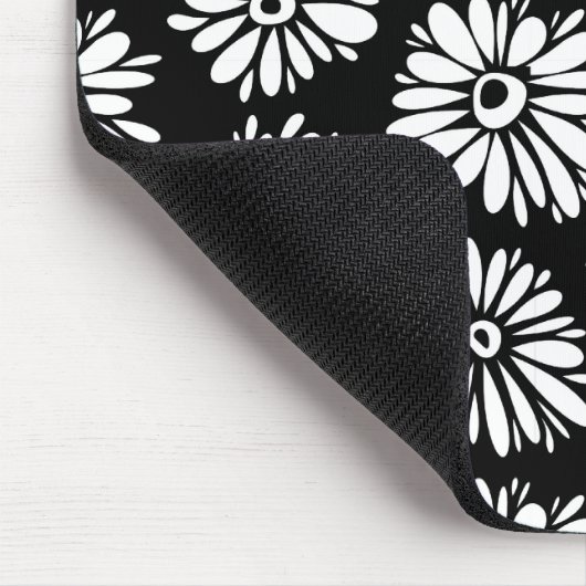 Bruine zwarte en witte bloemen muismat (Hoek)