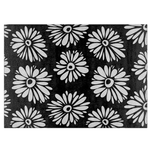 Bruine zwarte en witte bloemen snijplank (Voorkant)