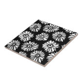 Bruine zwarte en witte bloemen tegeltje (Zijkant)