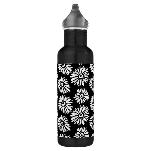 Bruine zwarte en witte bloemen waterfles  (Rechts)