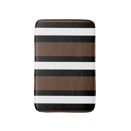 Bruine, zwarte en witte strepen badmat (Voorkant Verticaal)