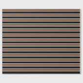 Bruine, zwarte en witte strepen cadeaupapier (Vlak)