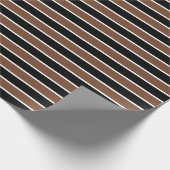 Bruine, zwarte en witte strepen cadeaupapier (Hoek)