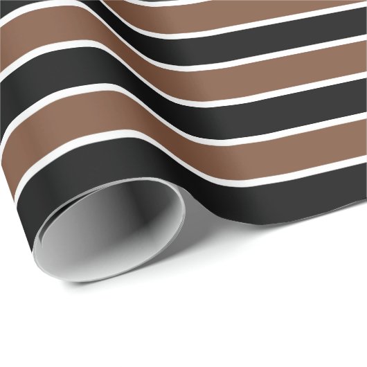 Bruine, zwarte en witte strepen cadeaupapier (Rol Hoek)