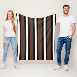 Bruine, zwarte en witte strepen fleece deken
