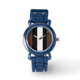 Bruine, zwarte en witte strepen horloge