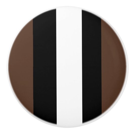 Bruine, zwarte en witte strepen keramische knop (Voorkant)