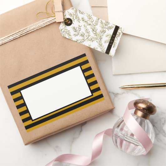 Bruine, zwarte en witte strepen rechthoekige sticker (Geschenken)