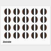 Bruine, zwarte en witte strepen ronde sticker (Vel)