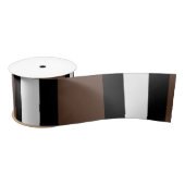 Bruine, zwarte en witte strepen satijnen lint (Spoel)