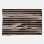 Bruine, zwarte en witte strepen theedoek (Horizontaal)