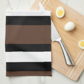 Bruine, zwarte en witte strepen theedoek (Quarter Fold)