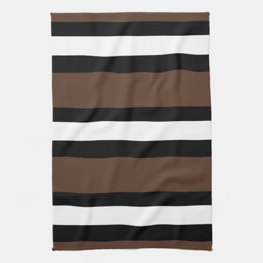 Bruine, zwarte en witte strepen theedoek (Verticaal)