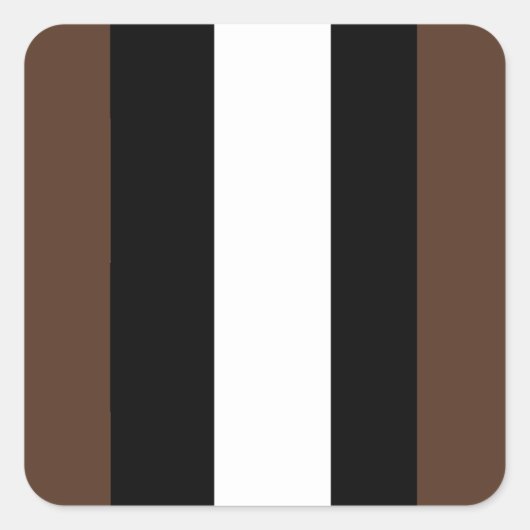 Bruine, zwarte en witte strepen vierkante sticker (Voorkant)