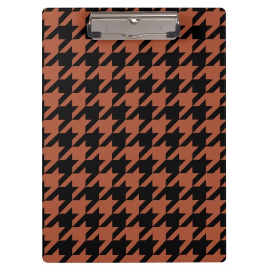Bruine Zwarte Houndstooth Schotse ruit  Klembord (Voorkant)