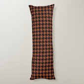Bruine Zwarte Houndstooth Schotse Ruit Lichaamskussen (Achterkant (Verticaal))