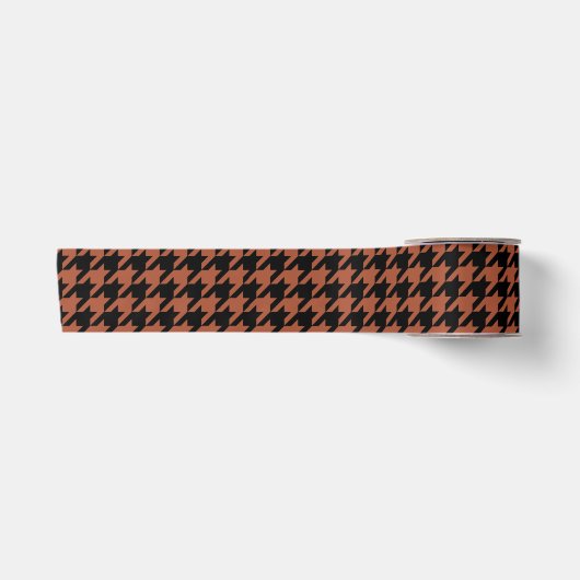 Bruine Zwarte Houndstooth Schotse ruit Satijnen Lint (Voorkant)